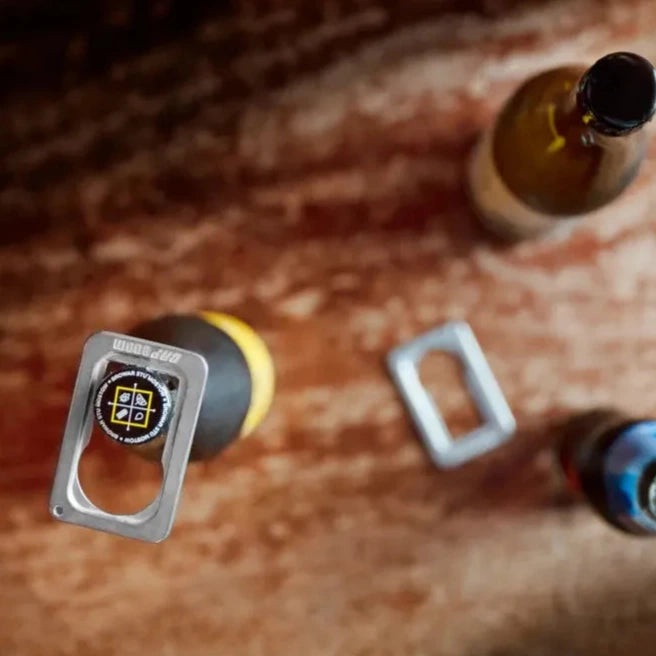 Top view of bottle openers on table