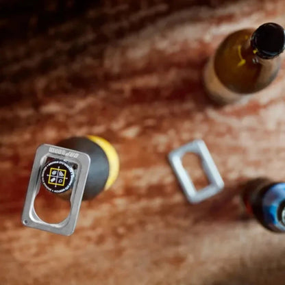 Top view of bottle openers on table