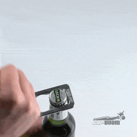 Capboom bottle opener top view in action animation